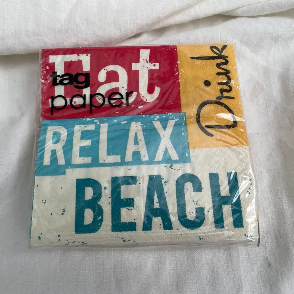 Tag Paper Cocktail Napkins-Eat, Relax, Beach,Drink